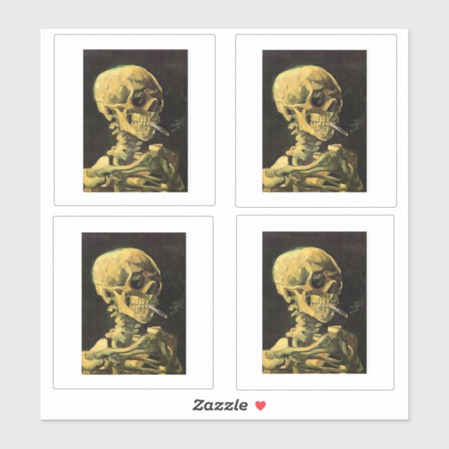 Van Gogh, Skelett mit Zigarette Aufkleber (Blatt)