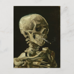 Van Gogh Skull mit brennender Zigarette Postkarte