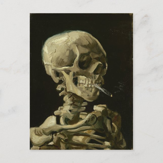 Van Gogh Skull mit brennender Zigarette Postkarte (Vorderseite)