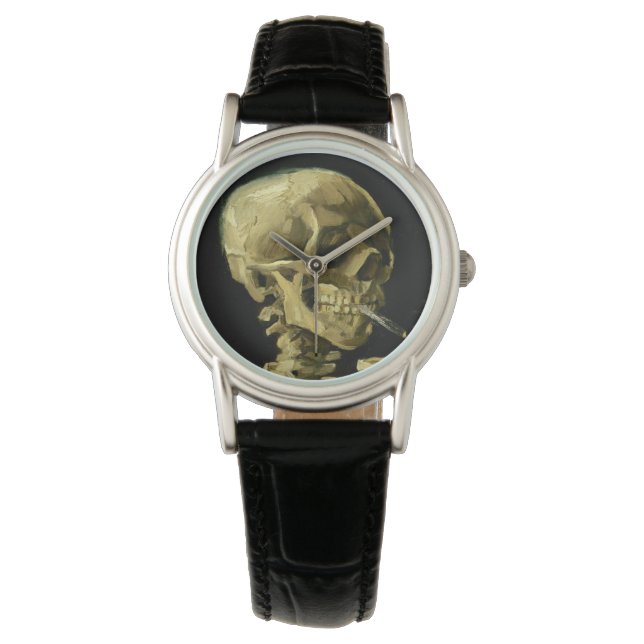 Van Gogh Smoking Skeleton Armbanduhr (Vorderseite)
