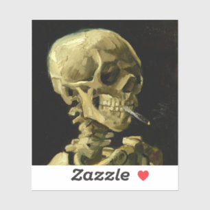 Van Gogh Smoking Skeleton Aufkleber