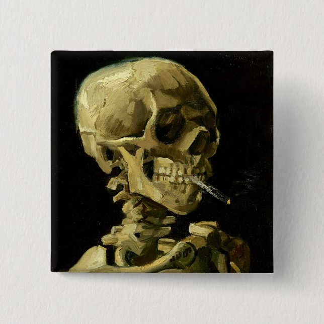 Van Gogh Smoking Skeleton Button (Vorderseite)