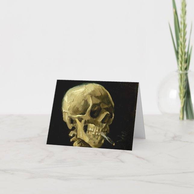 Van Gogh Smoking Skeleton Einladung (Vorderseite)