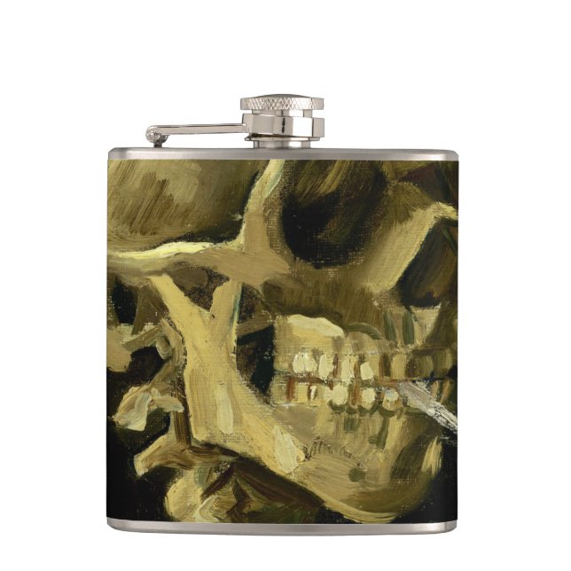 Van Gogh Smoking Skeleton Flachmann (Vorderseite)