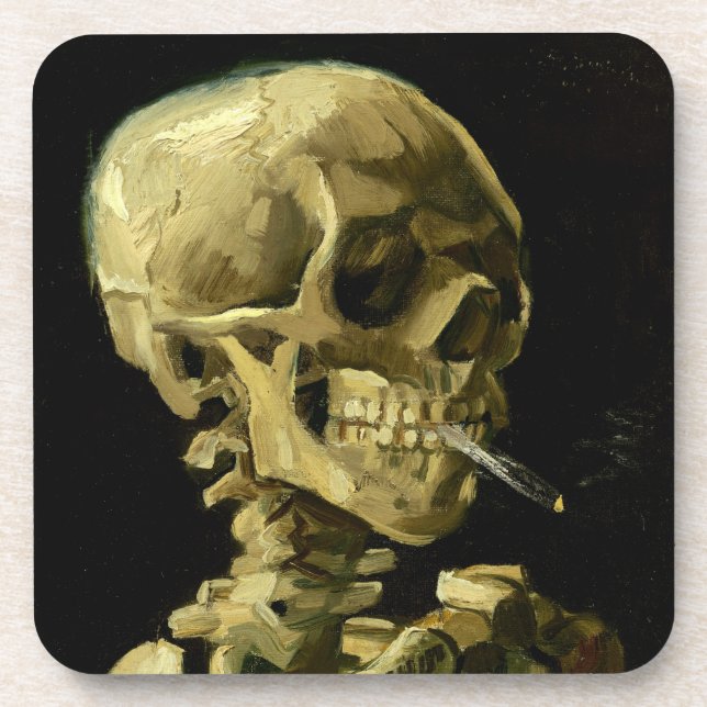 Van Gogh Smoking Skeleton Getränkeuntersetzer (Vorderseite)
