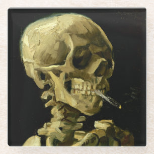 Van Gogh Smoking Skeleton Glasuntersetzer