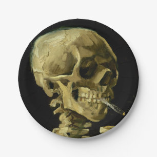 Van Gogh Smoking Skeleton Pappteller