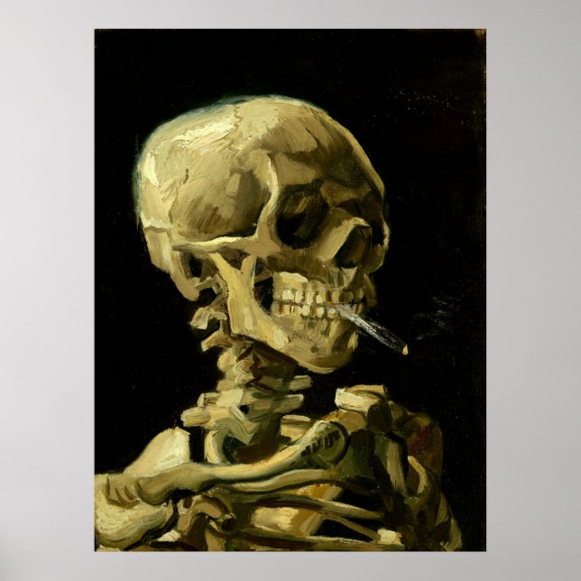 Van Gogh Smoking Skeleton Poster (Vorne)
