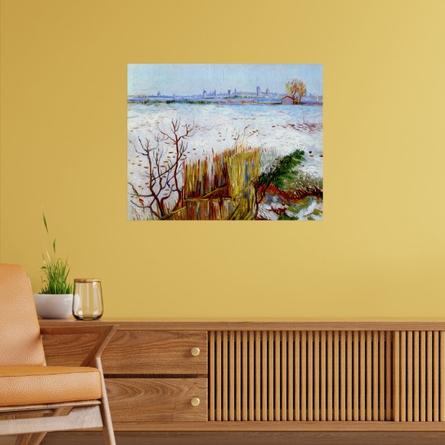 Van Gogh-Snowy Landschaft mit Arles im Hintergrund Poster (Wohnzimmer 2)