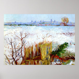 Van Gogh-Snowy Landschaft mit Arles im Hintergrund Poster