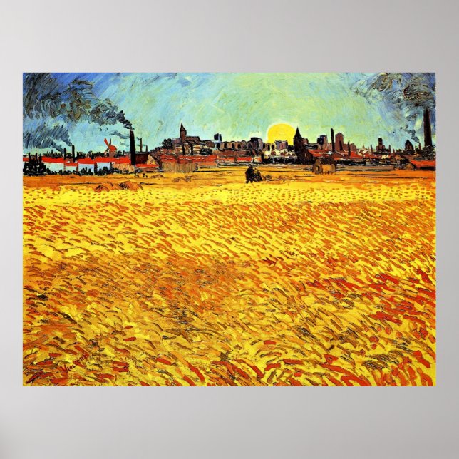 Van Gogh - Sommer-Abend, Wheatfield/Setting Sun Poster (Vorne)