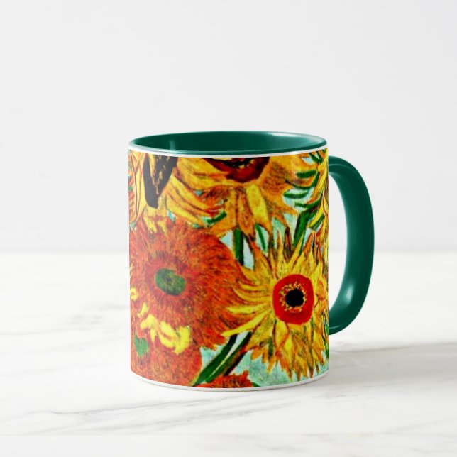 Van Gogh - Sonnenblumen 12 Zwei-Tonen-Kaffee-Tasse Tasse (VorderseiteRechts)