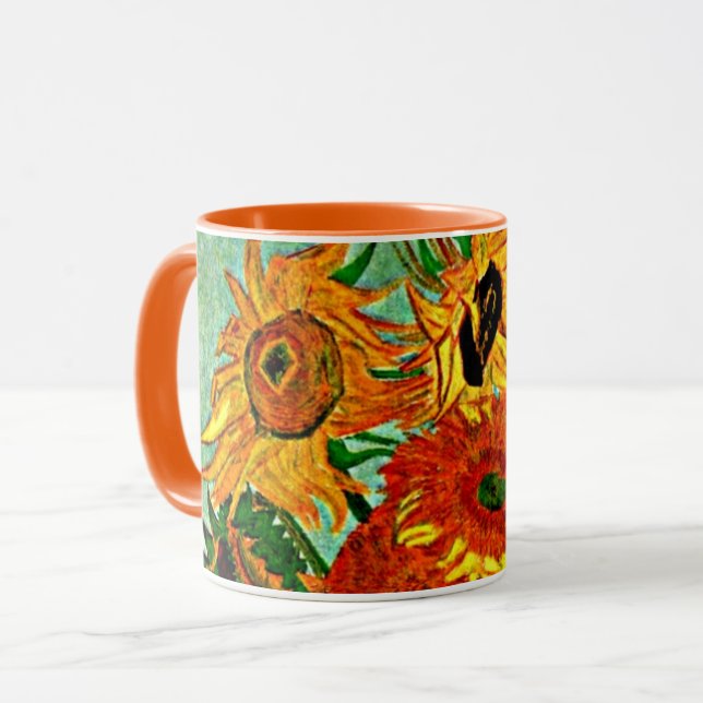 Van Gogh - Sonnenblumen 12 Zwei-Tonen-Kaffee-Tasse Tasse (Vorderseite Links)