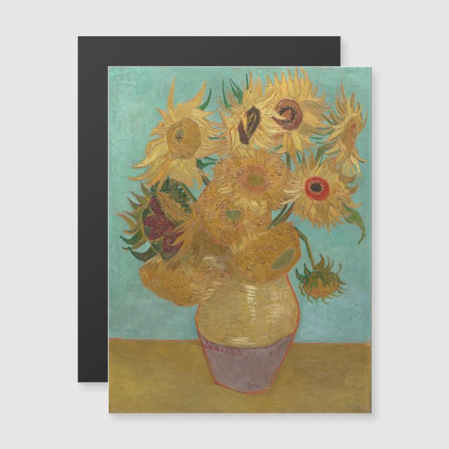 Van Gogh - Sonnenblumen, 3. Version, Wiederholung Magneteinladung (Vorne/Hinten)