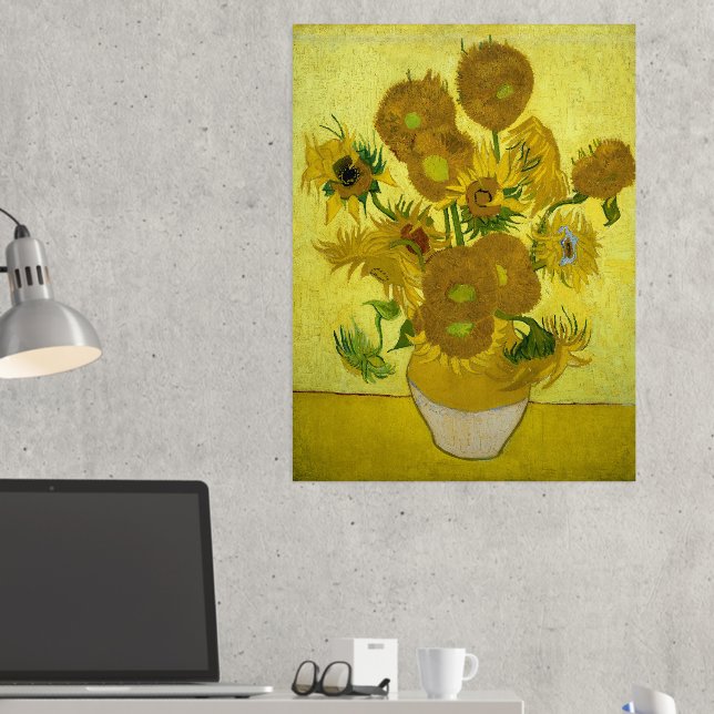 Van Gogh - Sonnenblumen, 4. Version, Wiederholung Foliendrucke (In Situ (Schreibtisch 2))