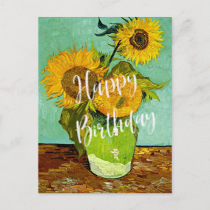 Van Gogh - Sonnenblumen, Drei, Happy Birthday! Postkarte