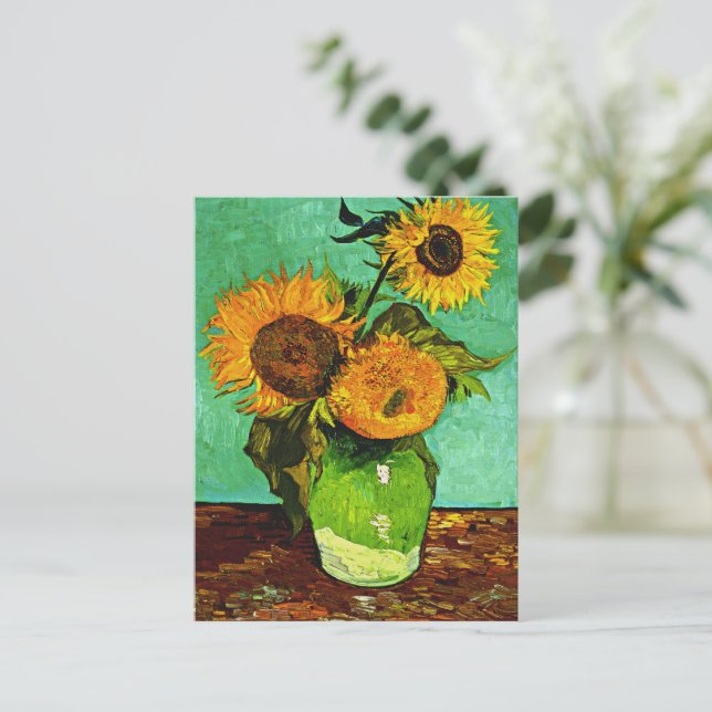 Van Gogh - Sonnenblumen, Drei, Postkarte (Stehend Vorderseite)
