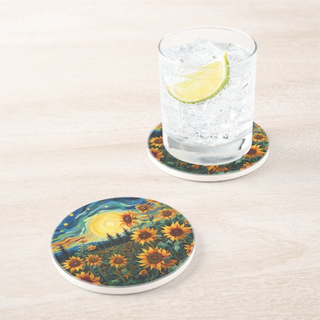 Van Gogh Sonnenblumen Gemälde Getränkeuntersetzer (Seite)