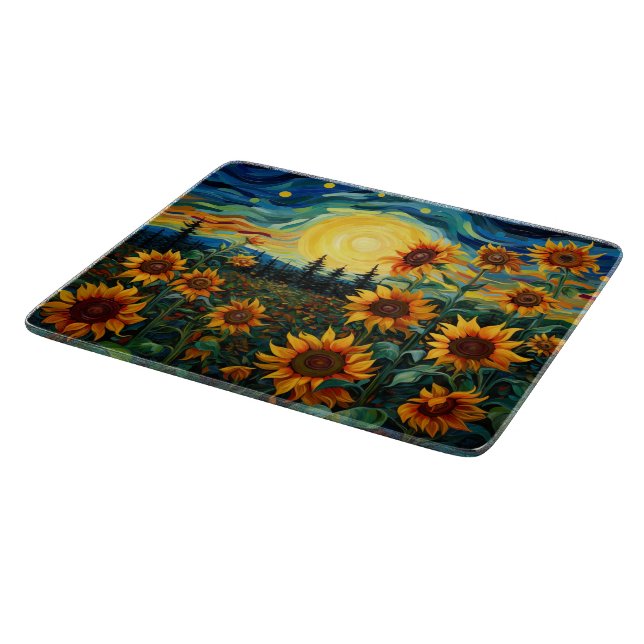 Van Gogh Sonnenblumen Gemälde Schneidebrett (Ecke)