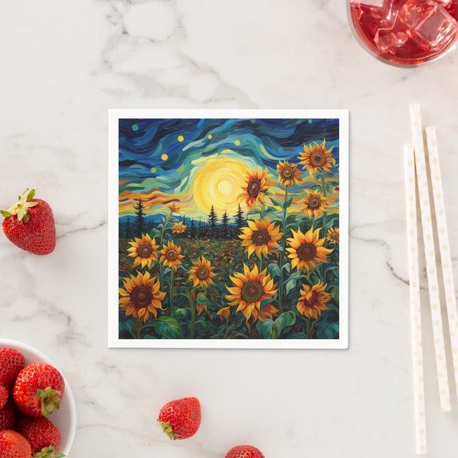 Van Gogh Sonnenblumen Gemälde Serviette (Beispiel)
