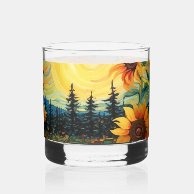 Van Gogh Sonnenblumen Gemälde Whiskyglas (Links)