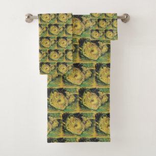 Van Gogh Sonnenblumen - Helle Gelbe Blumenkunst Badhandtuch Set