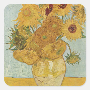 Van Gogh Sonnenblumen Quadratischer Aufkleber