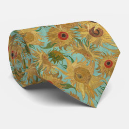 Van Gogh Sonnenblumen Safran Gelb Aquablau Krawatte