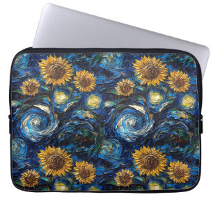 Van Gogh Sonnenblumen und Sternennacht Laptopschutzhülle