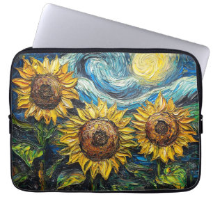 Van Gogh Sonnenblumen und Sternennacht Laptopschutzhülle