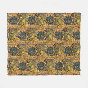 Van Gogh Sonnenblumen - Vintage goldene Blumenkuns Fleecedecke