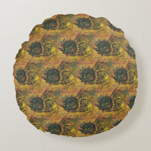 Van Gogh Sonnenblumen - Vintage goldene Blumenkuns Rundes Kissen