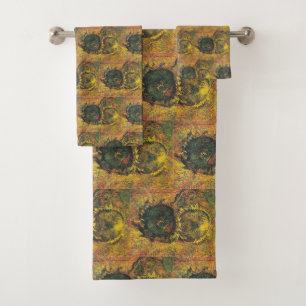 Van Gogh Sonnenblumen - Vintage goldene Blumenskun Badhandtuch Set
