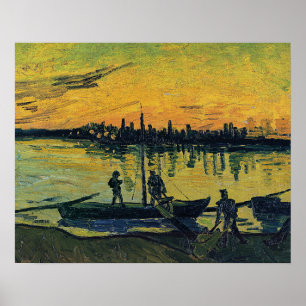 Van Gogh Sonnenuntergang Arles - Lebendiger Gelber Poster