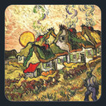 Van Gogh: Starke Hütten im Sonnenschein Quadratischer Aufkleber<br><div class="desc">Vincent van Gogh's berühmtes Gemälde,  Strohgedeckte Hütten im Sonnenschein.</div>