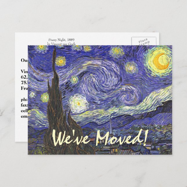 Van Gogh Starry Night, Adresänderung Ankündigungspostkarte (Vorne/Hinten)