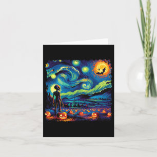 Van Gogh Starry Night Alien Man Halloween Fall Pum Karte