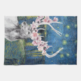 Van Gogh Starry Night and Blume Stag Compilation Geschirrtuch