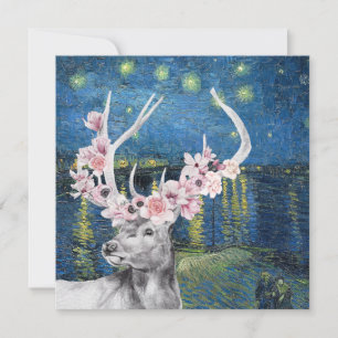 Van Gogh Starry Night and Blume Stag Compilation Karte