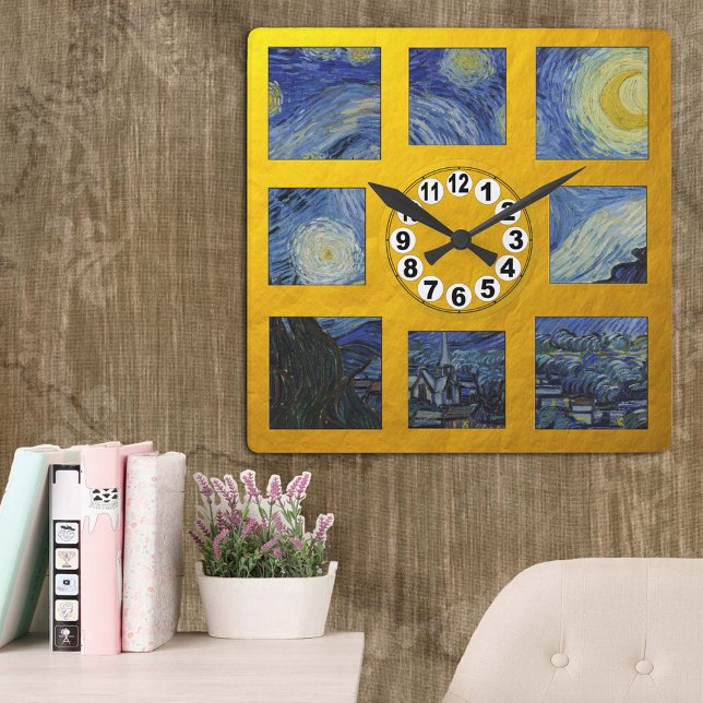 Van Gogh & Starry Night Art / Golden Retro Uhr (Von Creator hochgeladen)