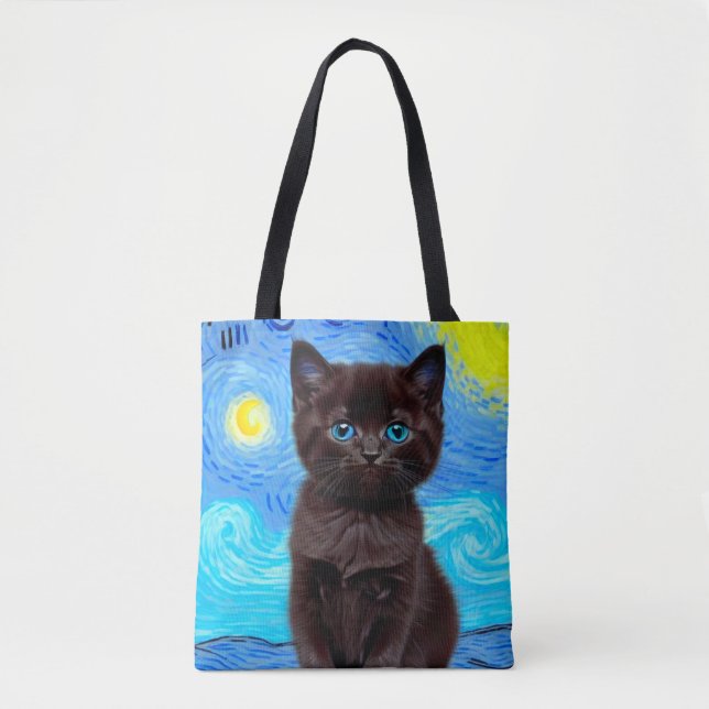 Van Gogh Starry Night Black Cat (Vorderseite)