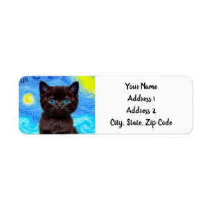 Van Gogh Starry Night Black Cat