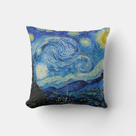 Van Gogh Starry Night. Blaue Impressionismus-Kunst Kissen