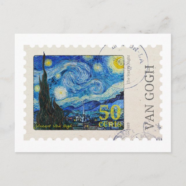 Van Gogh Starry Night Briefmarke Postkarte (Vorderseite)