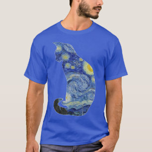 Van Gogh Starry Night Cat Art Van Gogh Gemälde Ae T-Shirt