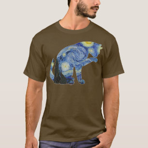 Van Gogh Starry Night Cat Art Van Gogh Gemälde Ae T-Shirt