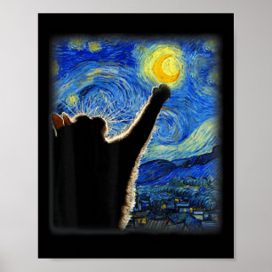 Van Gogh Starry Night Cat - Clic Fit, Cat Lover_mo Poster
