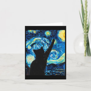 Van Gogh Starry Night Cat Lover Kitten Karte