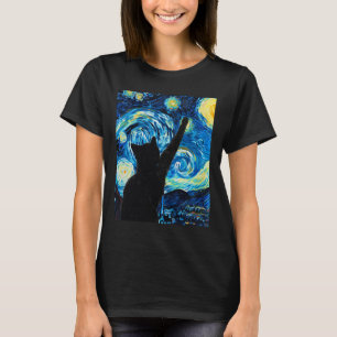 Van Gogh Starry Night Cat Lover Kitten T-Shirt
