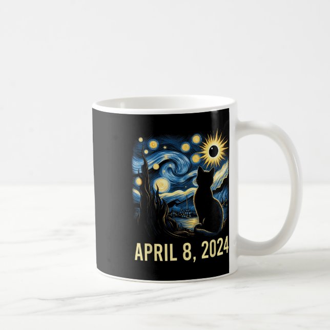 Van Gogh Starry Night Cat Total Solar Eclipse Apri Kaffeetasse (Rechts)